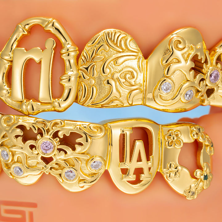 Filigree Lion Bamboo Open Face Letter Grillz - ICEGIANT