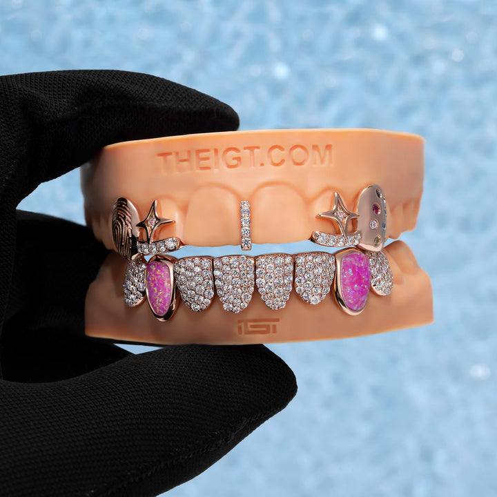 Fingerprint & Colorful Gemstone Open-Face Set