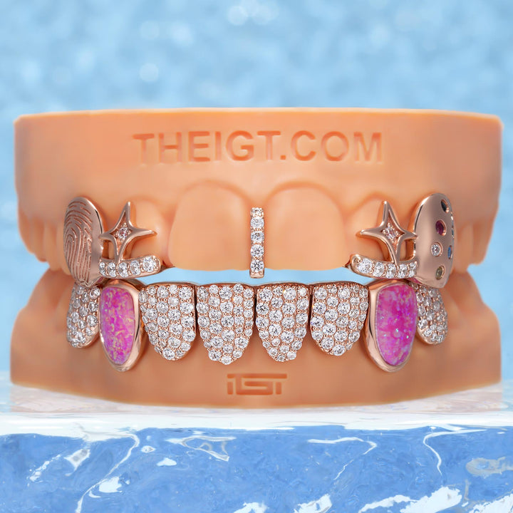 Fingerprint & Colorful Gemstone Open-Face Set