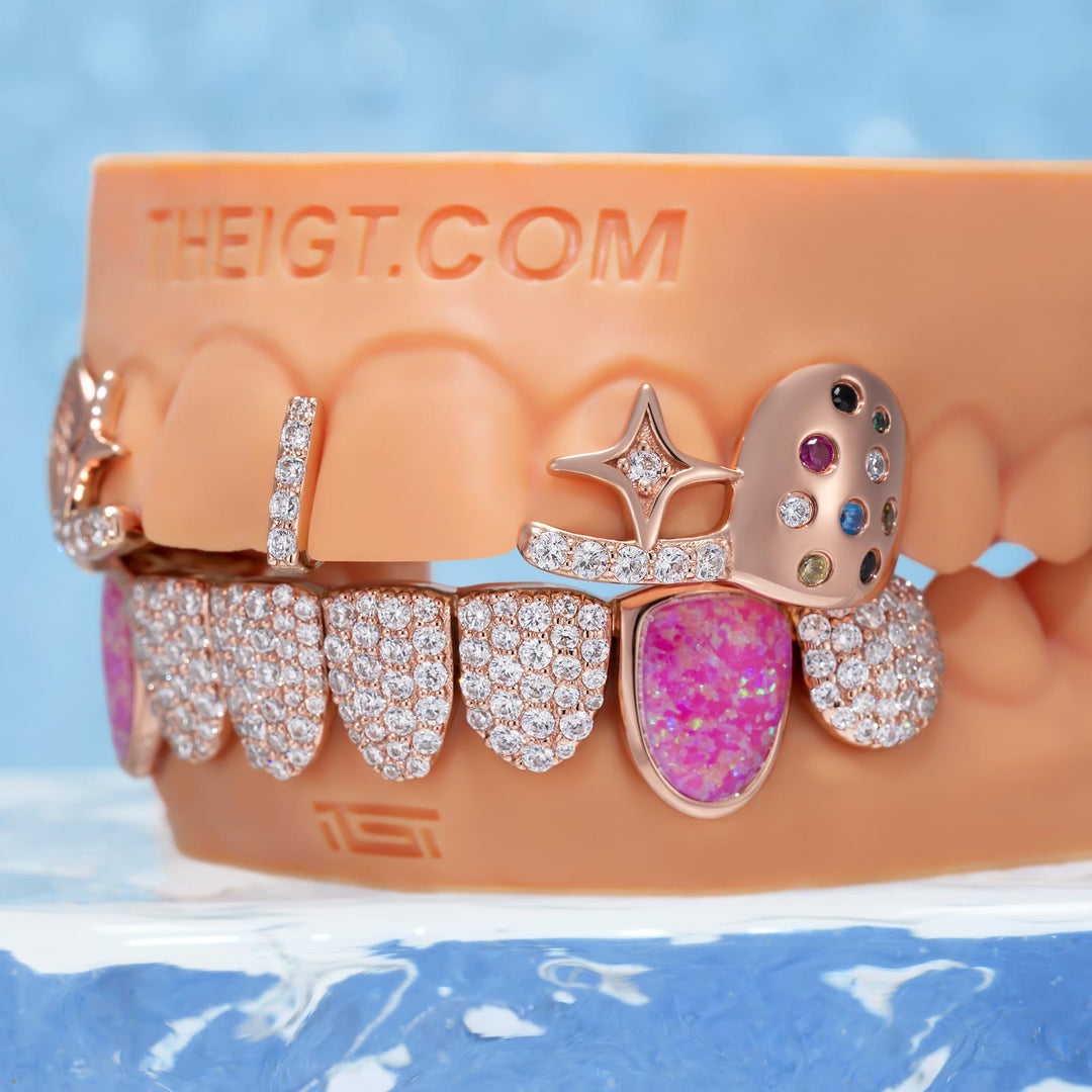 Fingerprint & Colorful Gemstone Open-Face Set
