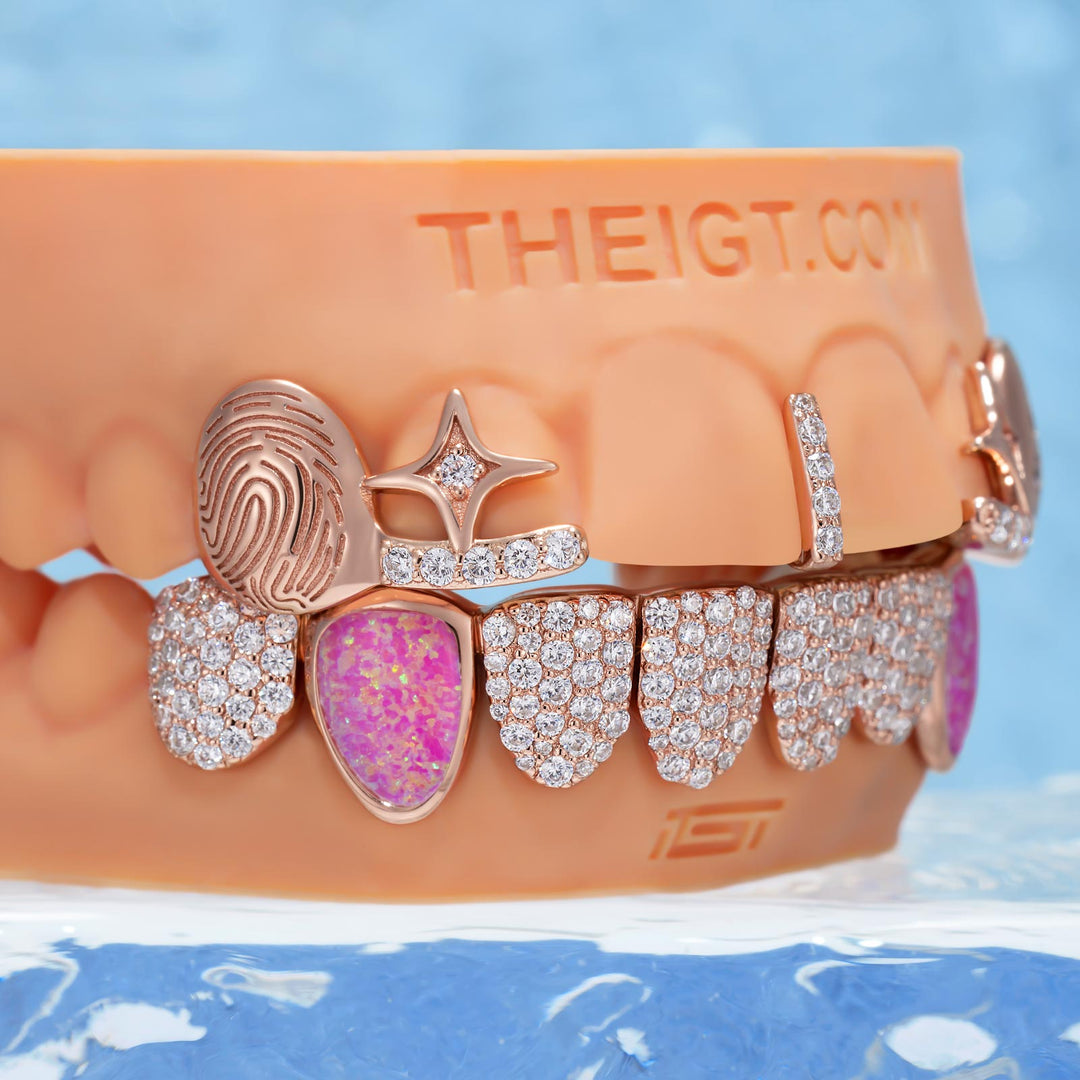 Fingerprint & Colorful Gemstone Open-Face Set