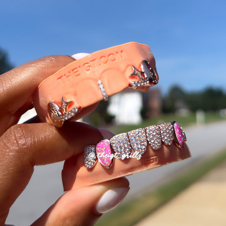 Fingerprint & Colorful Gemstone Open-Face Set