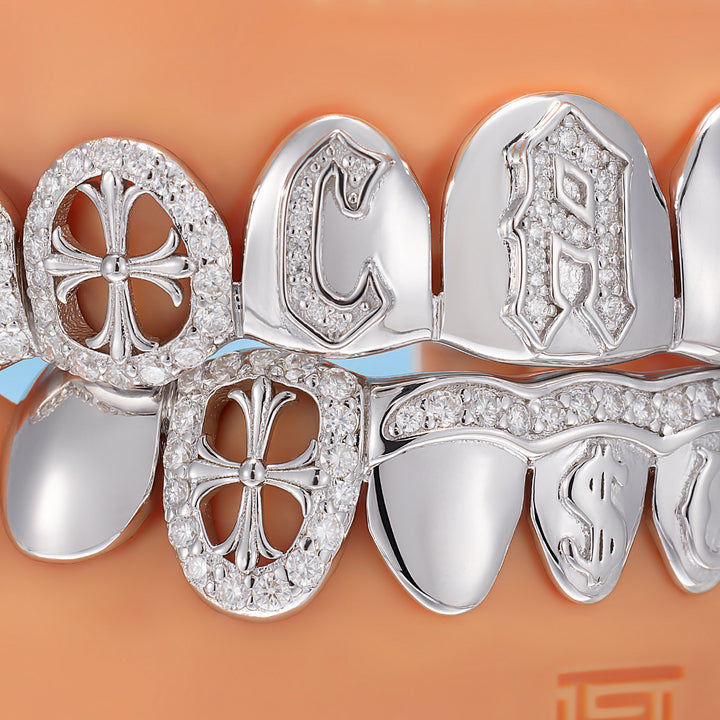 Flag Gothic Cross Iced Script Grillz