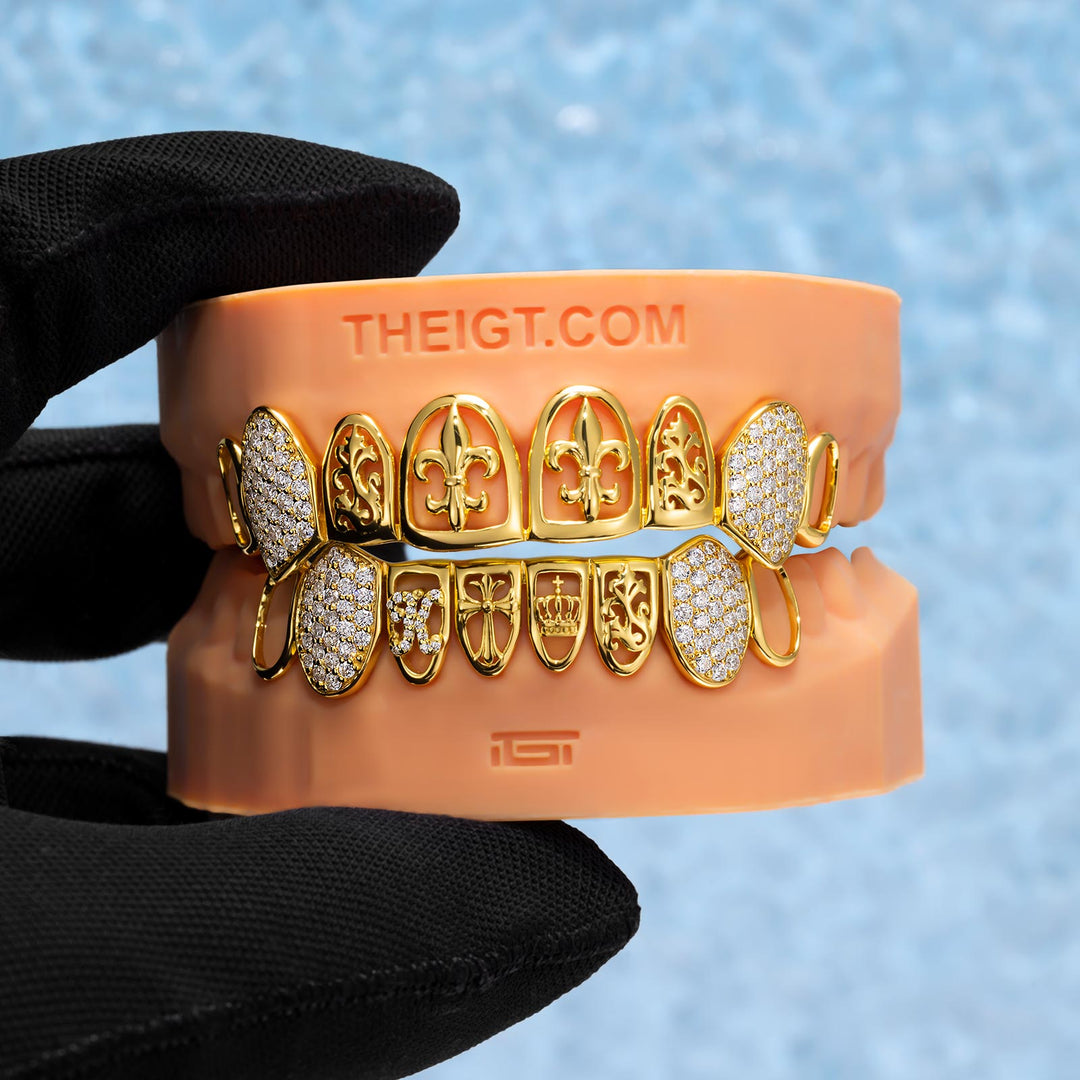"Fleur & Gothic Cross" Custom Grillz