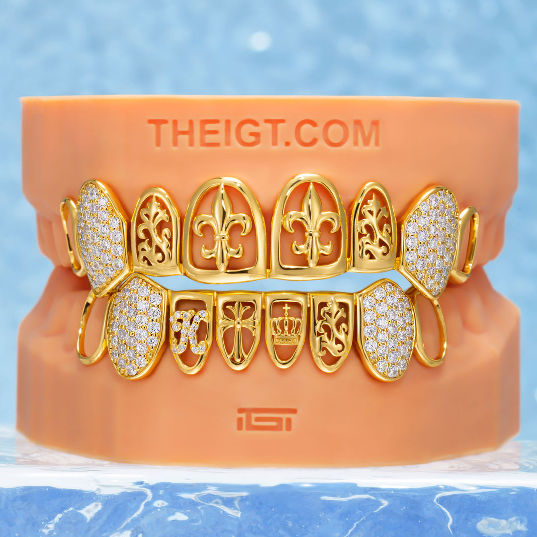 "Fleur & Gothic Cross" Custom Grillz