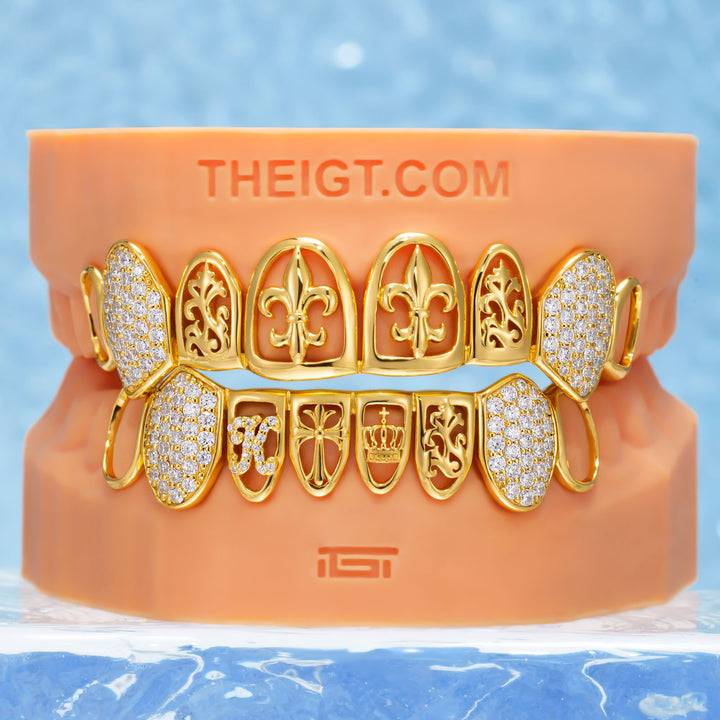 "Fleur & Gothic Cross" Custom Grillz
