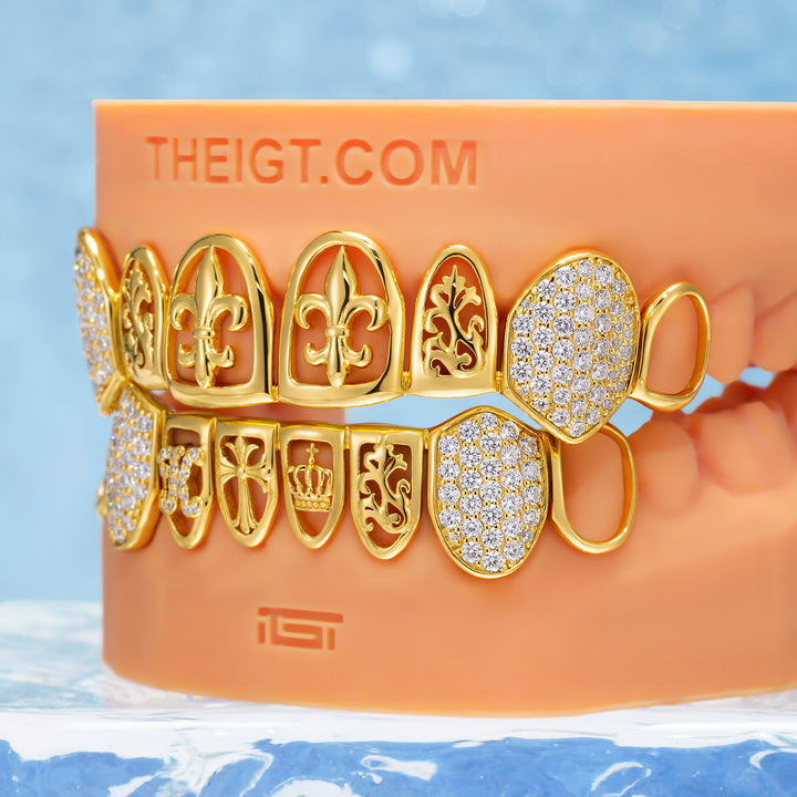 "Fleur & Gothic Cross" Custom Grillz