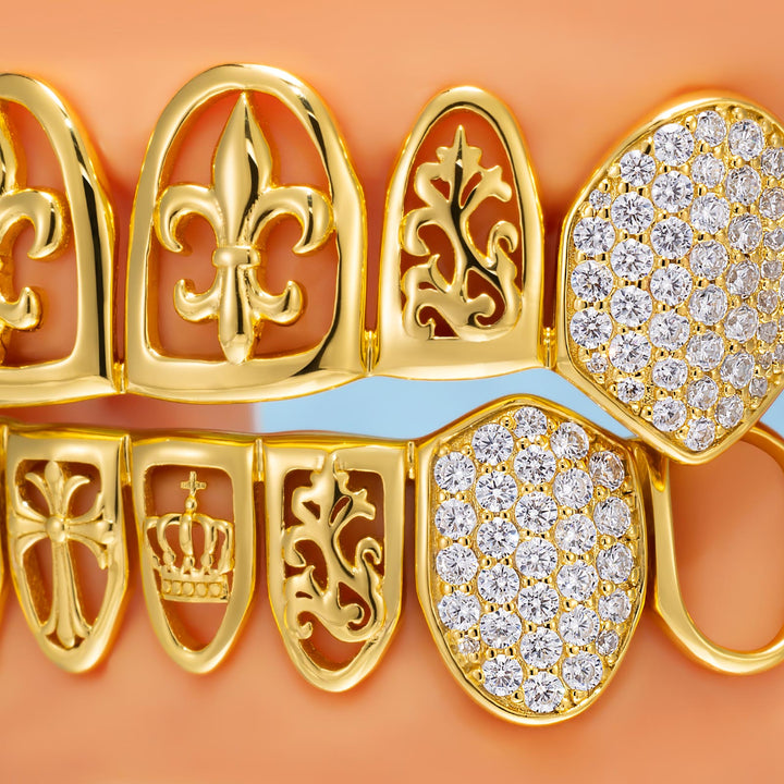 "Fleur & Gothic Cross" Custom Grillz