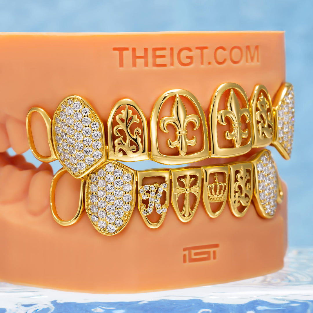 "Fleur & Gothic Cross" Custom Grillz