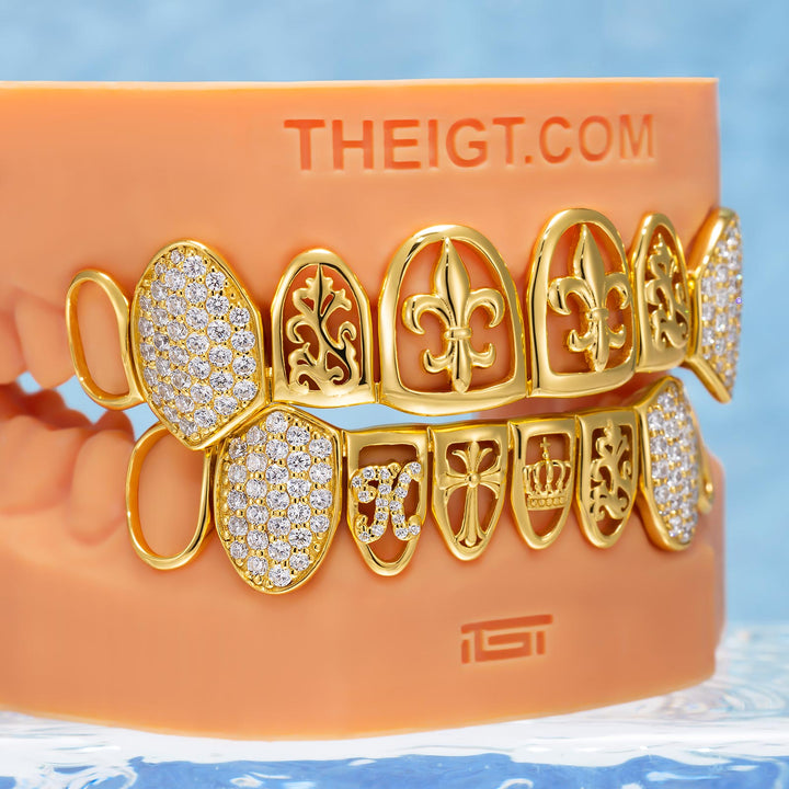 "Fleur & Gothic Cross" Custom Grillz