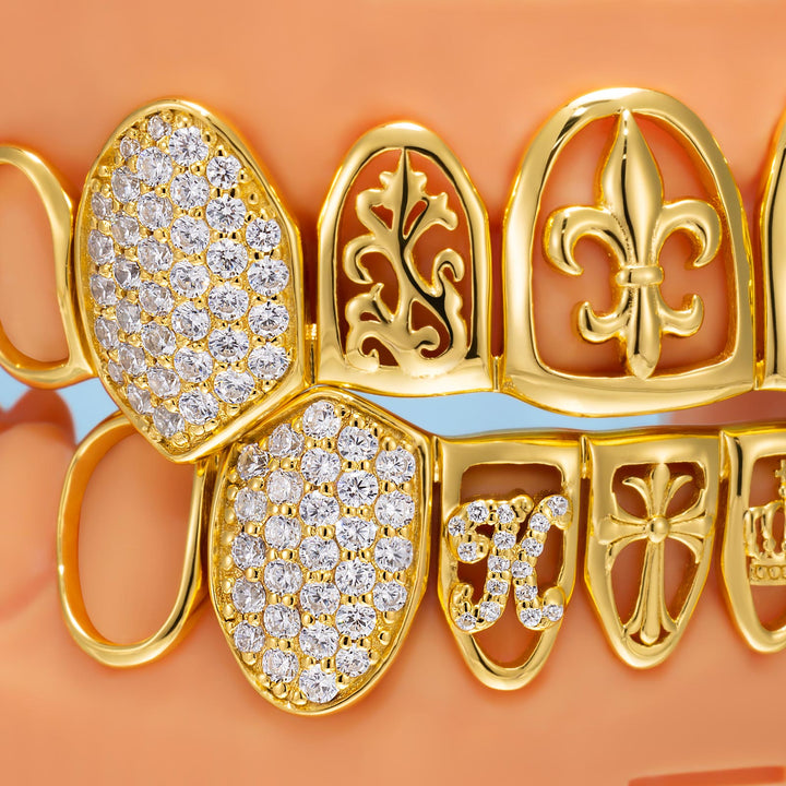 "Fleur & Gothic Cross" Custom Grillz