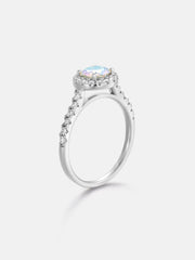 Floating Halo Rainbow Moissanite Engagement Ring