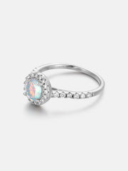 Floating Halo Rainbow Moissanite Engagement Ring