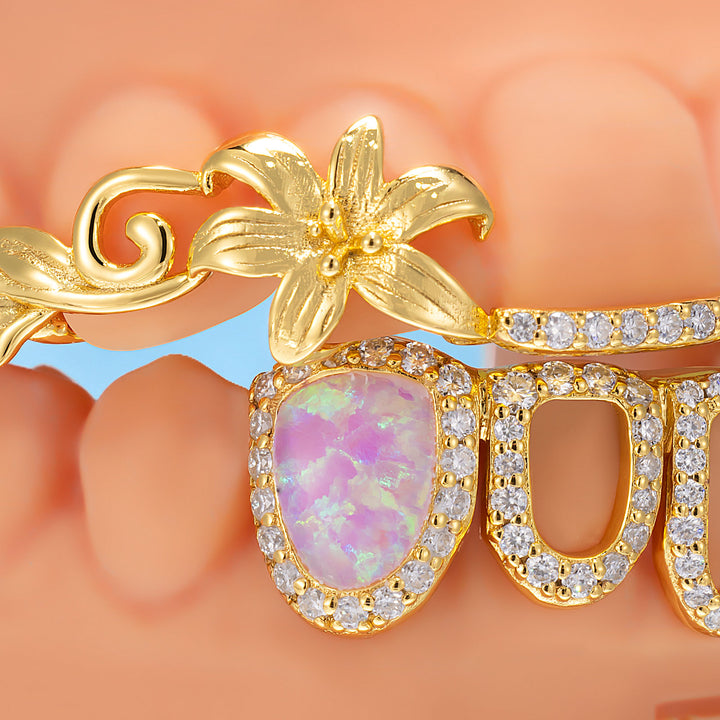 Flora Crown Heart Opal Iced Grillz