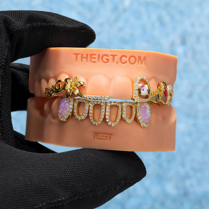 Flora Crown Heart Opal Iced Grillz