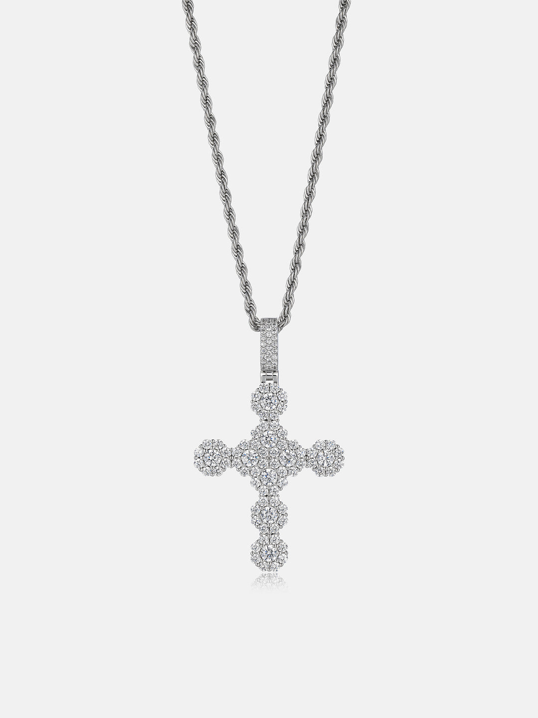 Floral Cluster Moissanite Cross Pendant