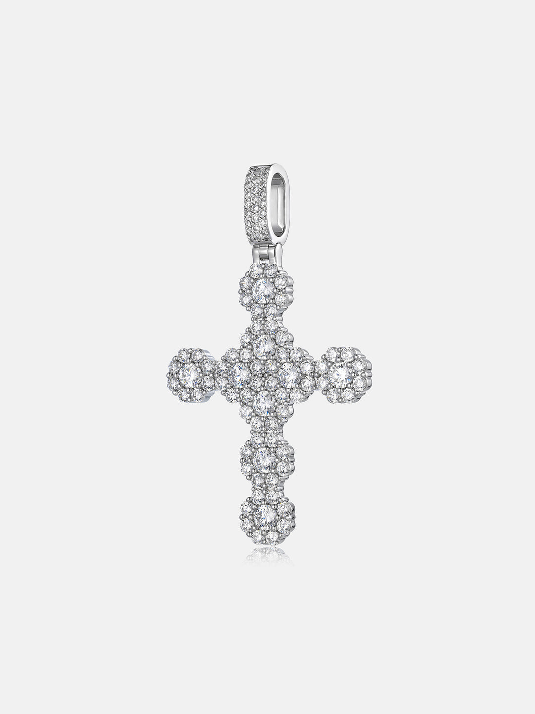 Floral Cluster Moissanite Cross Pendant