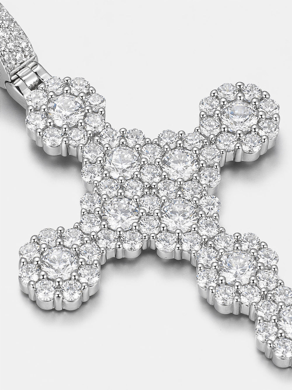Floral Cluster Moissanite Cross Pendant