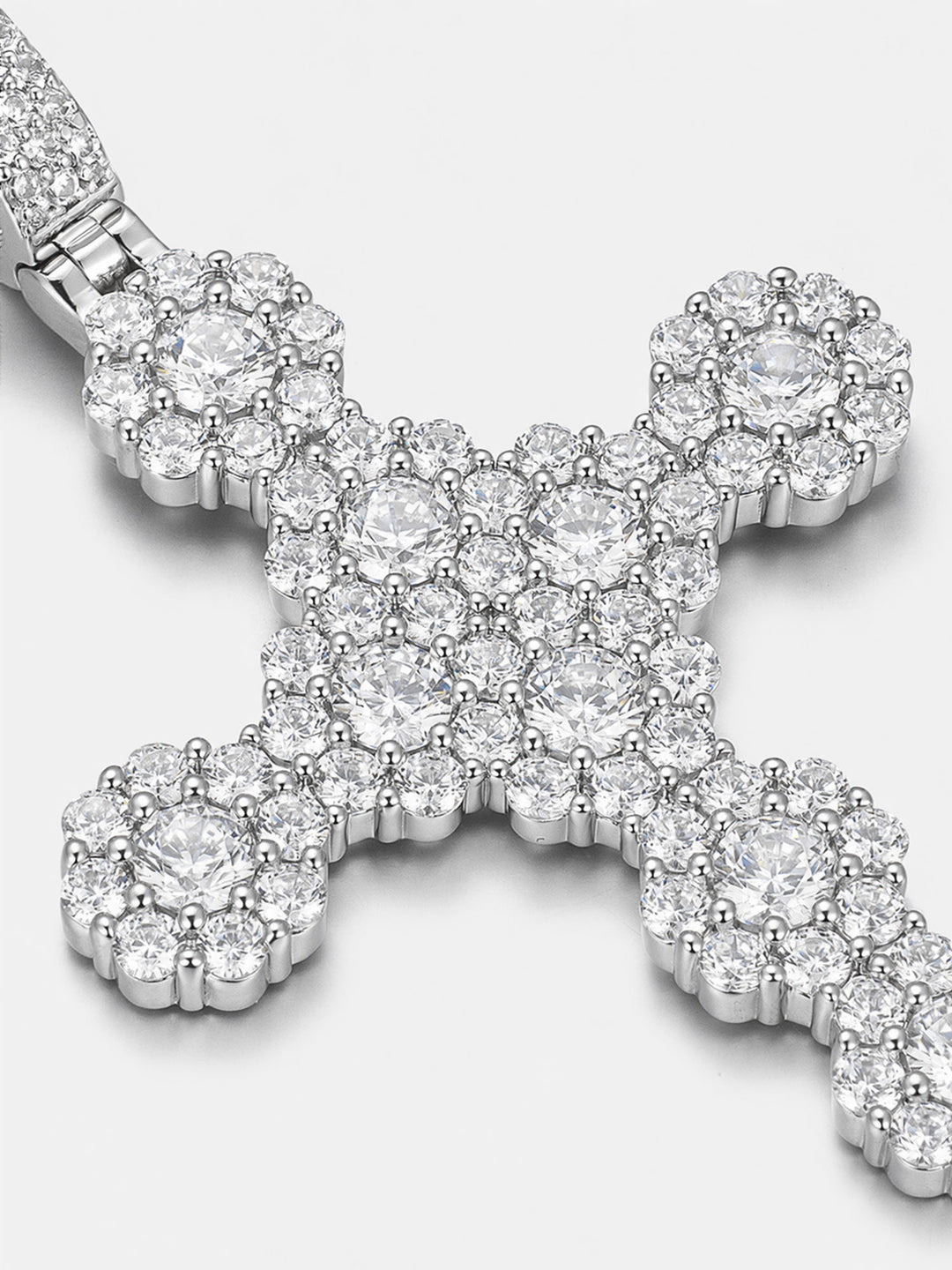 Floral Cluster Moissanite Cross Pendant