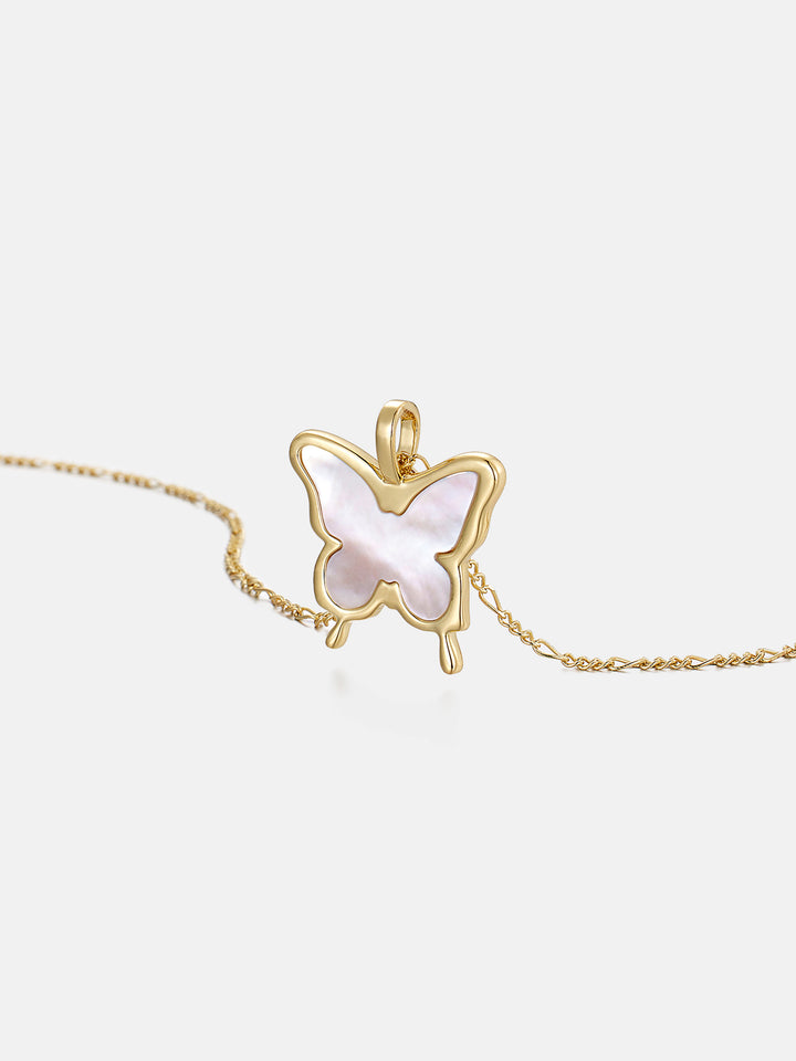 Fluid White Fritillaria Butterfly Necklace