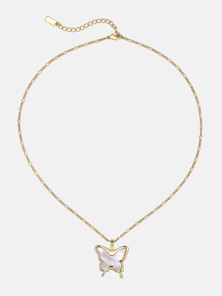 Fluid White Fritillaria Butterfly Necklace