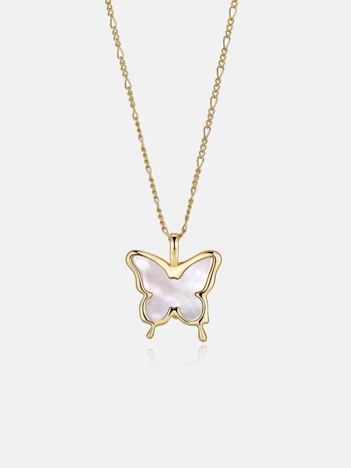 Fluid White Fritillaria Butterfly Necklace