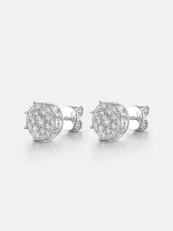Full Paved Moissanite Cluster Earrings