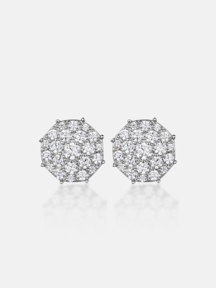 Full Paved Moissanite Cluster Earrings