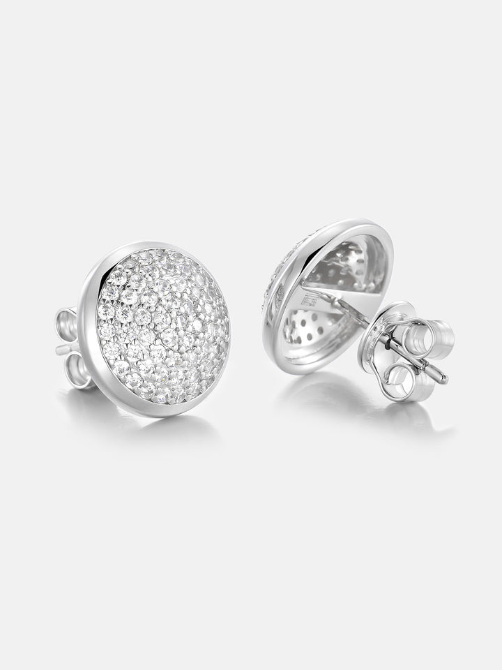 Fully Iced Honeycomb Round Stud Earrings - ICEGIANT