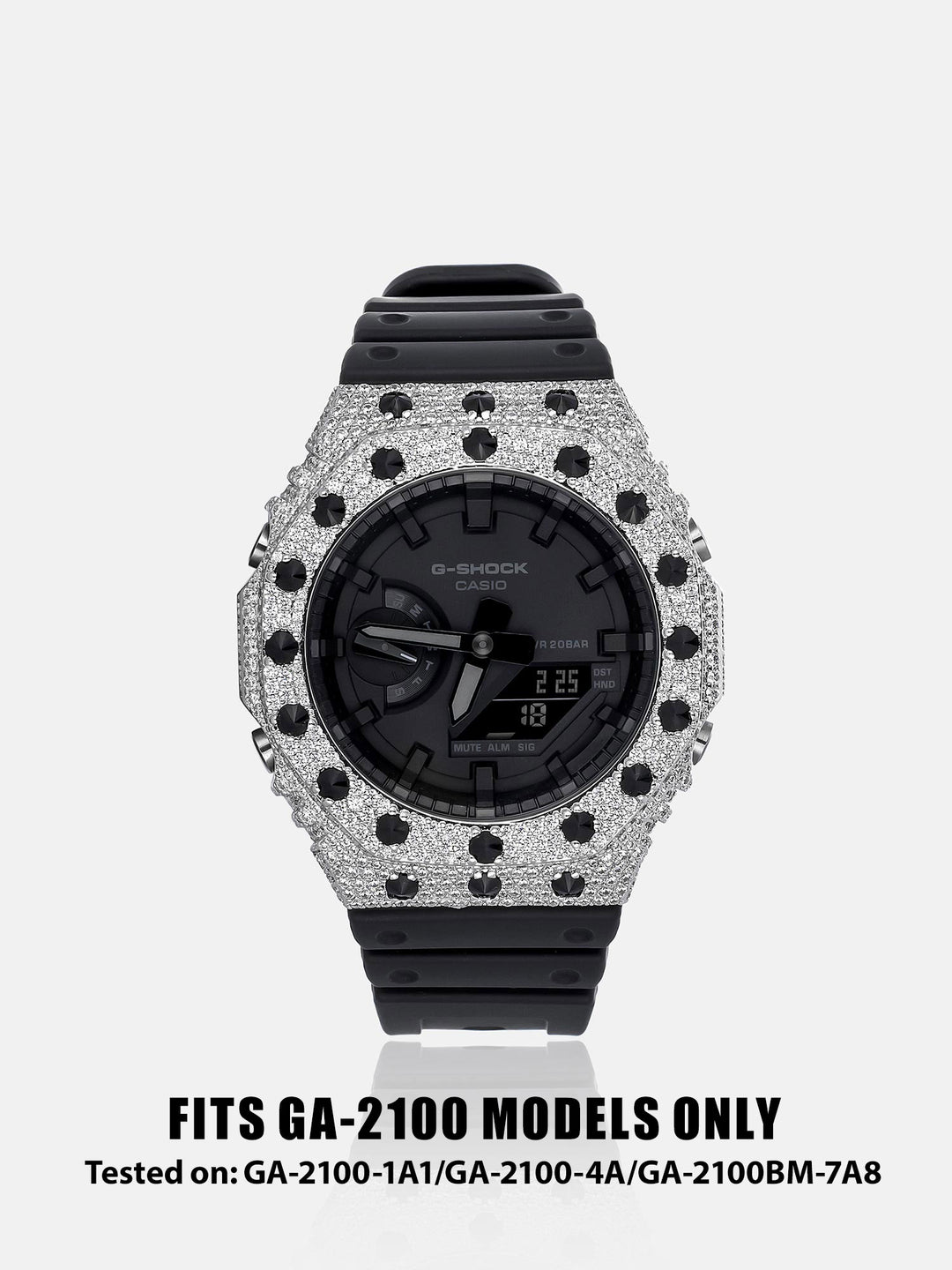 GA-2100 Reversed Black & Iced White Moissanite Case