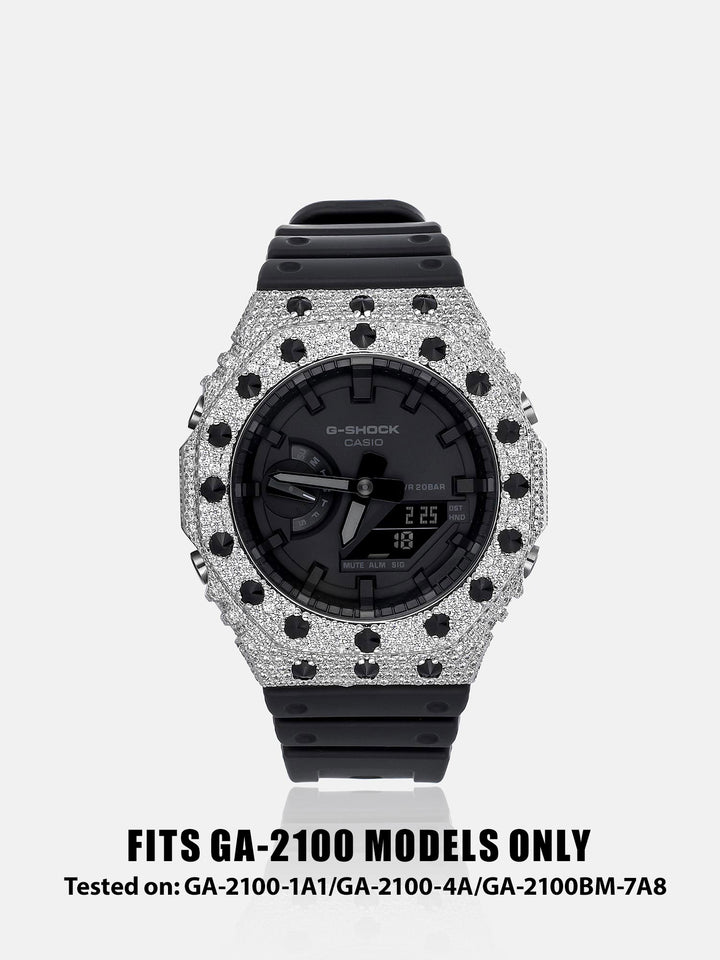 GA-2100 Reversed Black & Iced White Moissanite Case