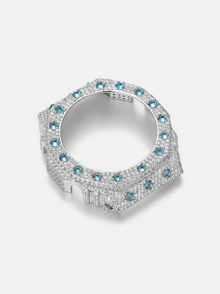 GA-2100 Reversed Blue & White Moissanite Case