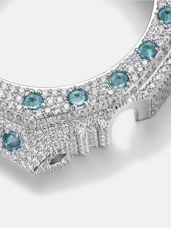 GA-2100 Reversed Blue & White Moissanite Case