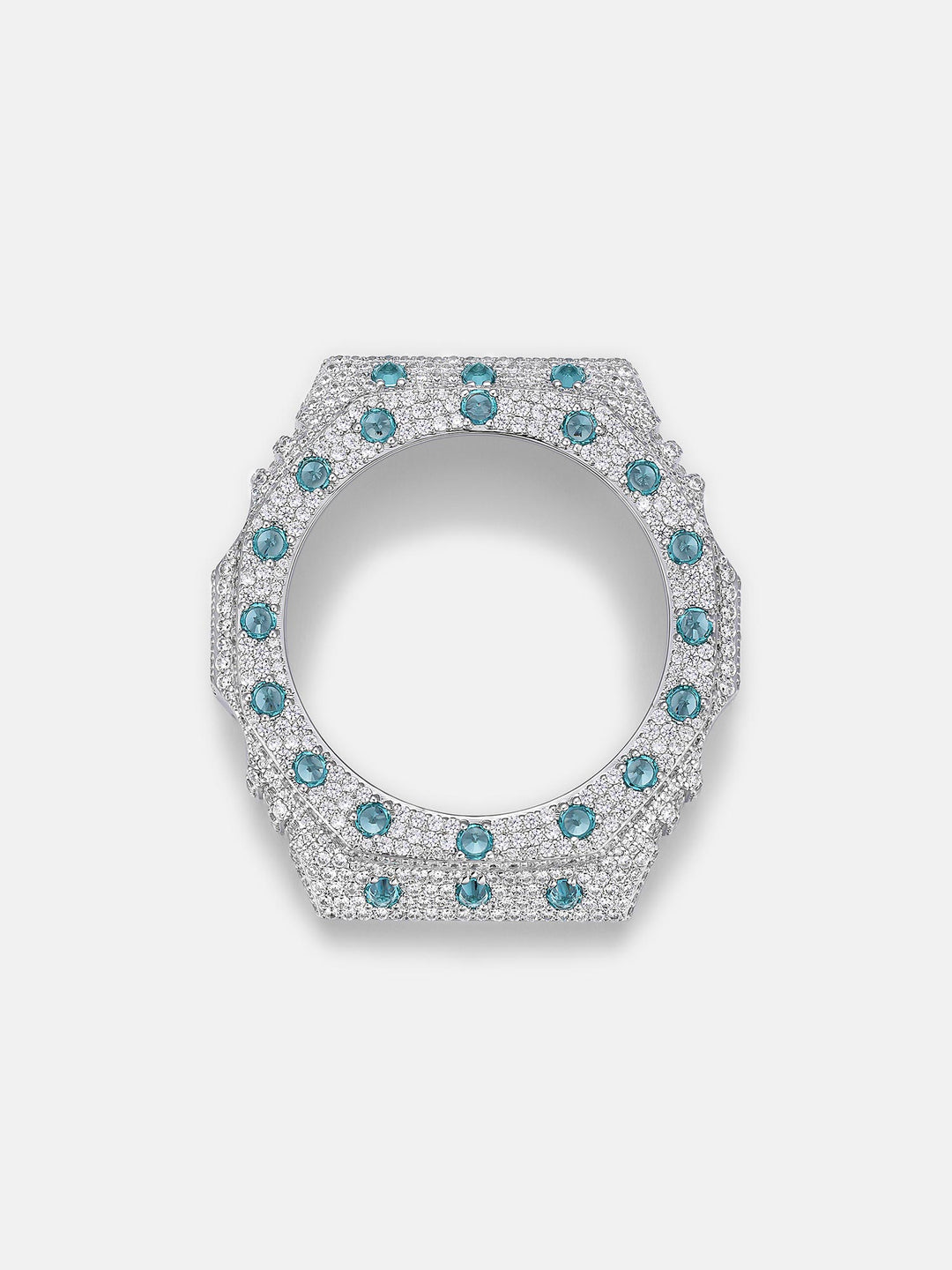 GA-2100 Reversed Blue & White Moissanite Case