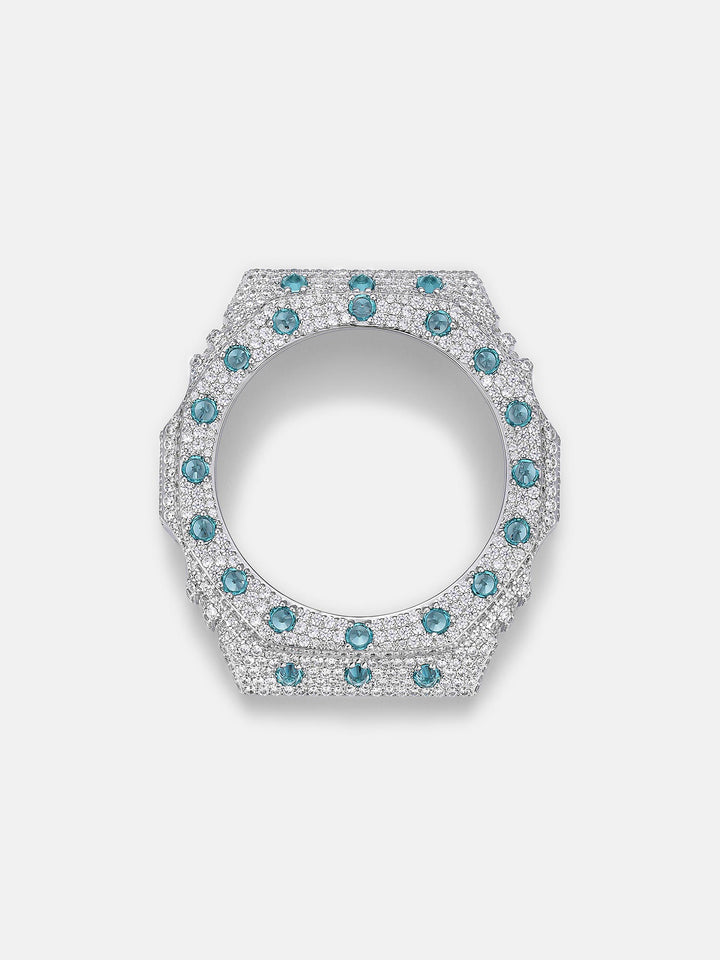 GA-2100 Reversed Blue & White Moissanite Case