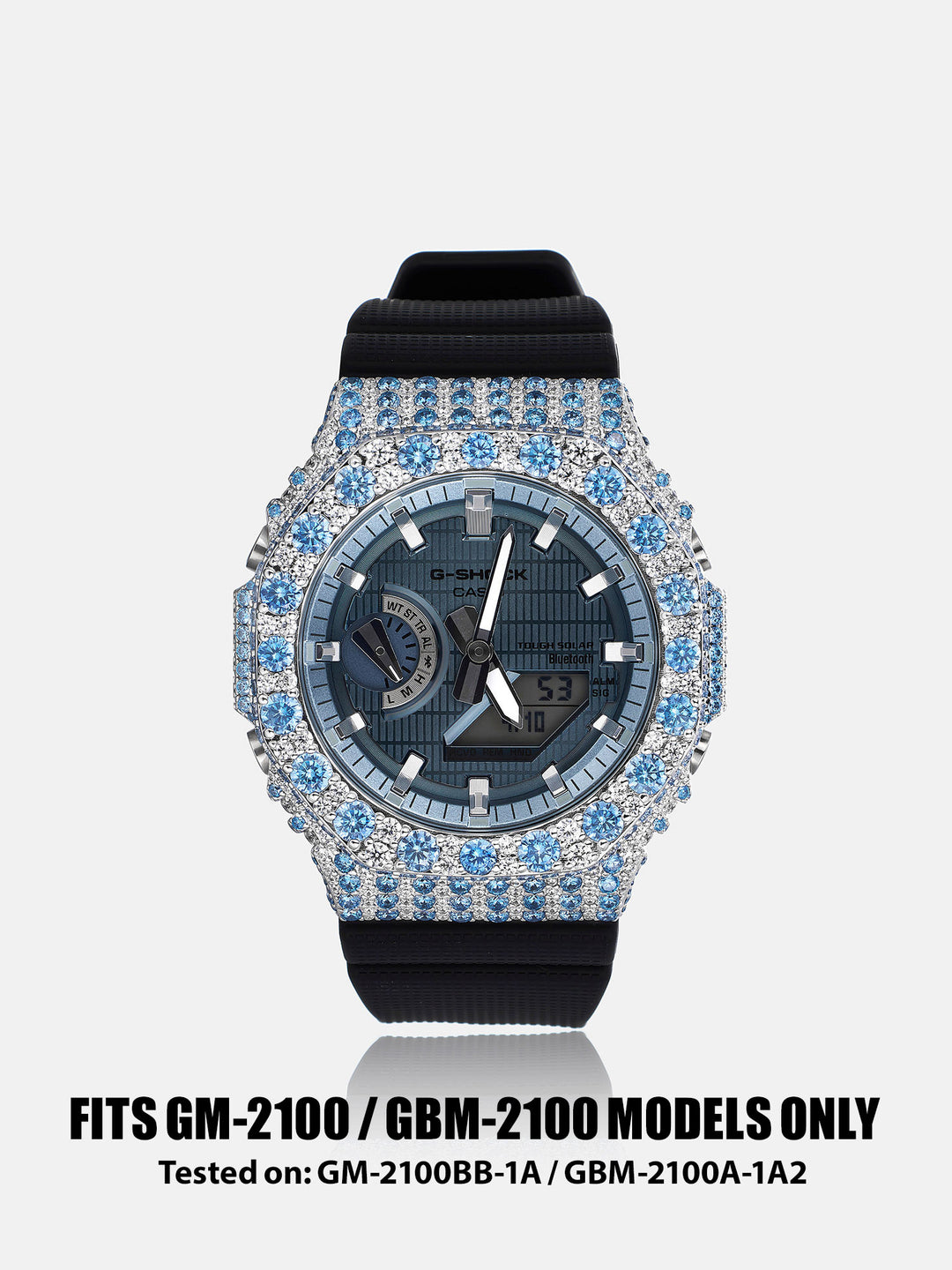GM GBM 2100 Large Blue Gem Moissanite Iced Bezel