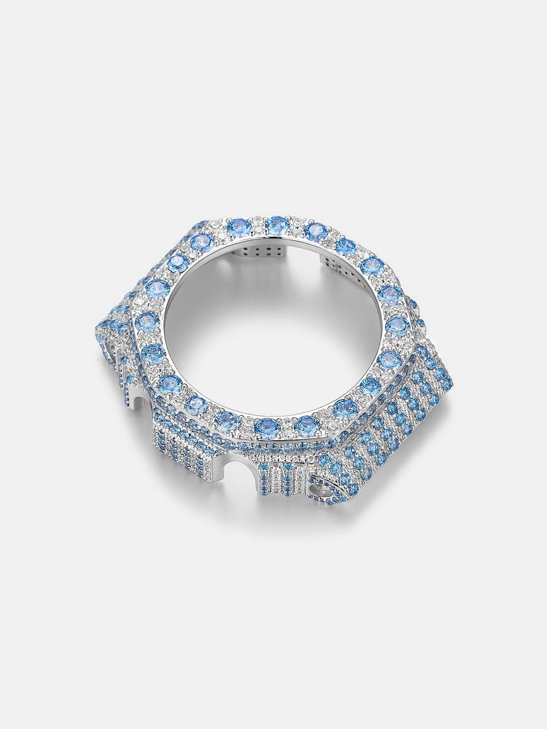 GM GBM 2100 Large Blue Gem Moissanite Iced Bezel