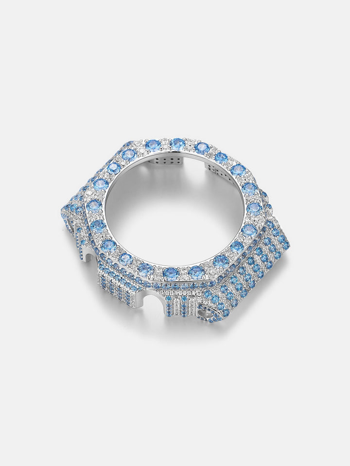GM GBM 2100 Large Blue Gem Moissanite Iced Bezel