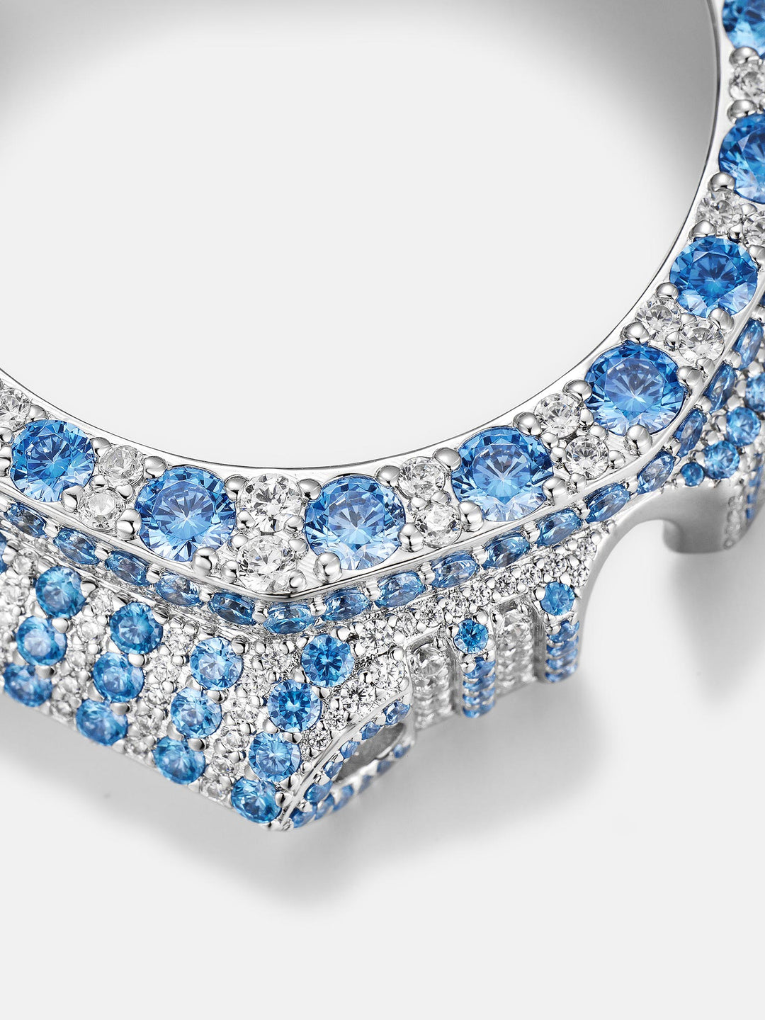 GM GBM 2100 Large Blue Gem Moissanite Iced Bezel