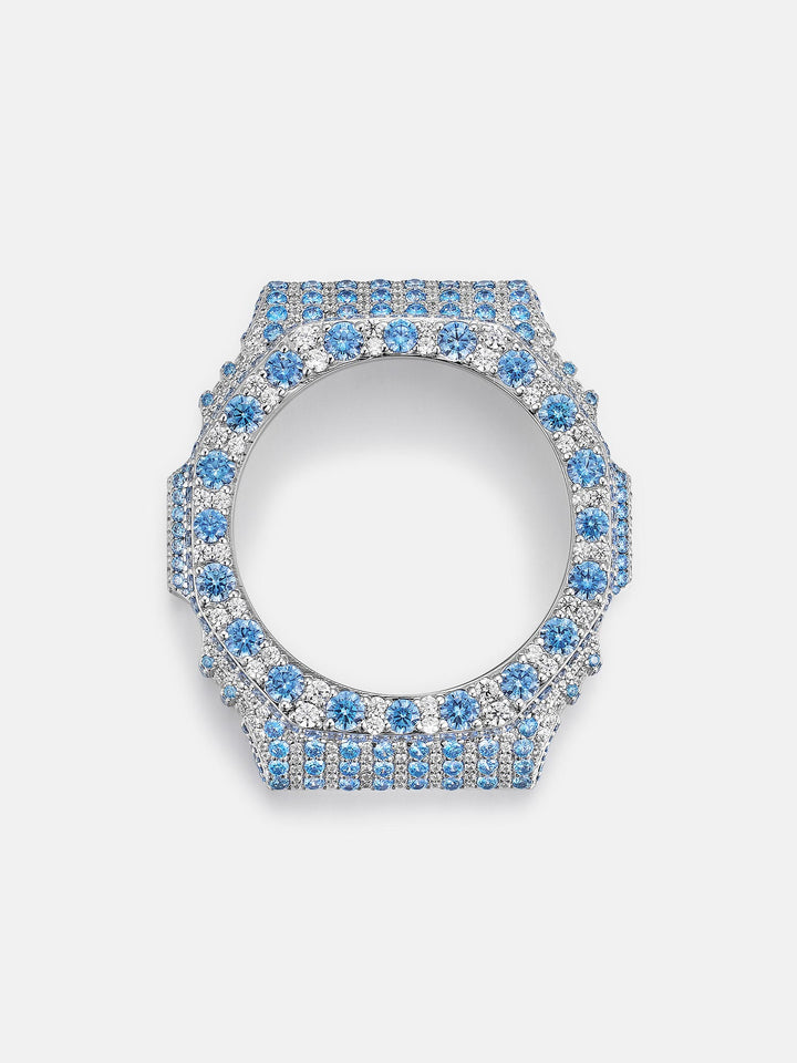 GM GBM 2100 Large Blue Gem Moissanite Iced Bezel