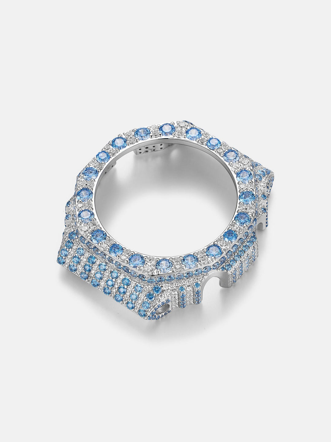 GM GBM 2100 Large Blue Gem Moissanite Iced Bezel