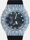 GM GBM 2100 Large Blue Gem Moissanite Iced Bezel