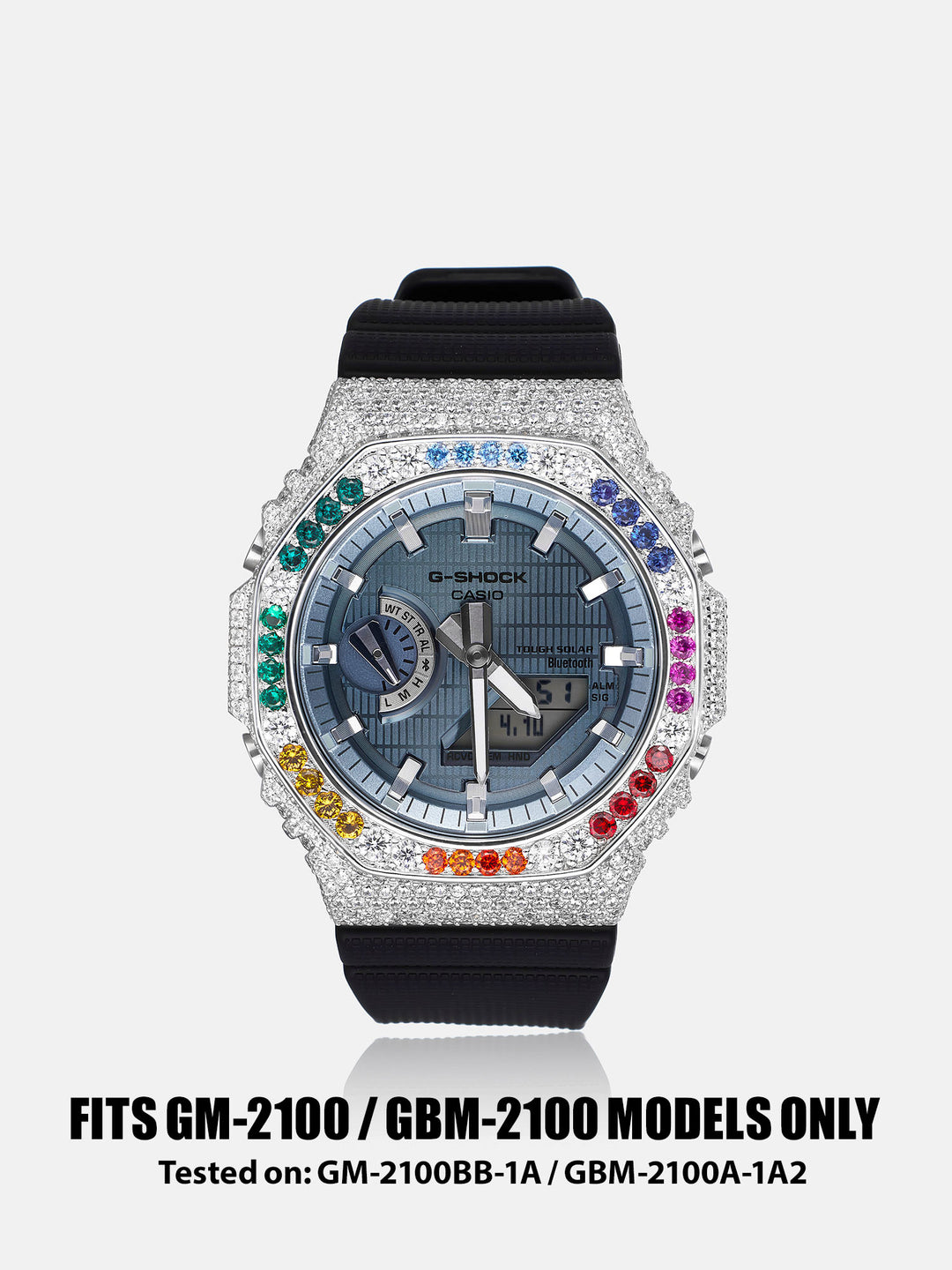 GM GBM 2100 Rainbow Gem White Moissanite Iced Bezel