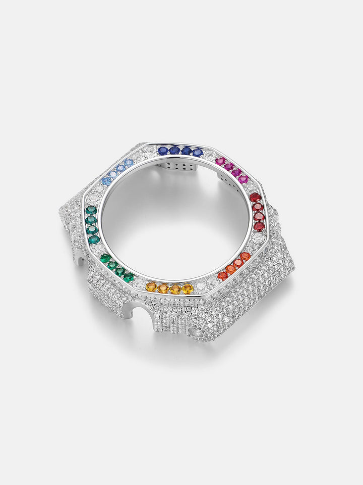 GM GBM 2100 Rainbow Gem White Moissanite Iced Bezel