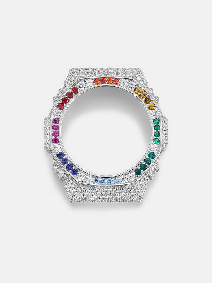 GM GBM 2100 Rainbow Gem White Moissanite Iced Bezel