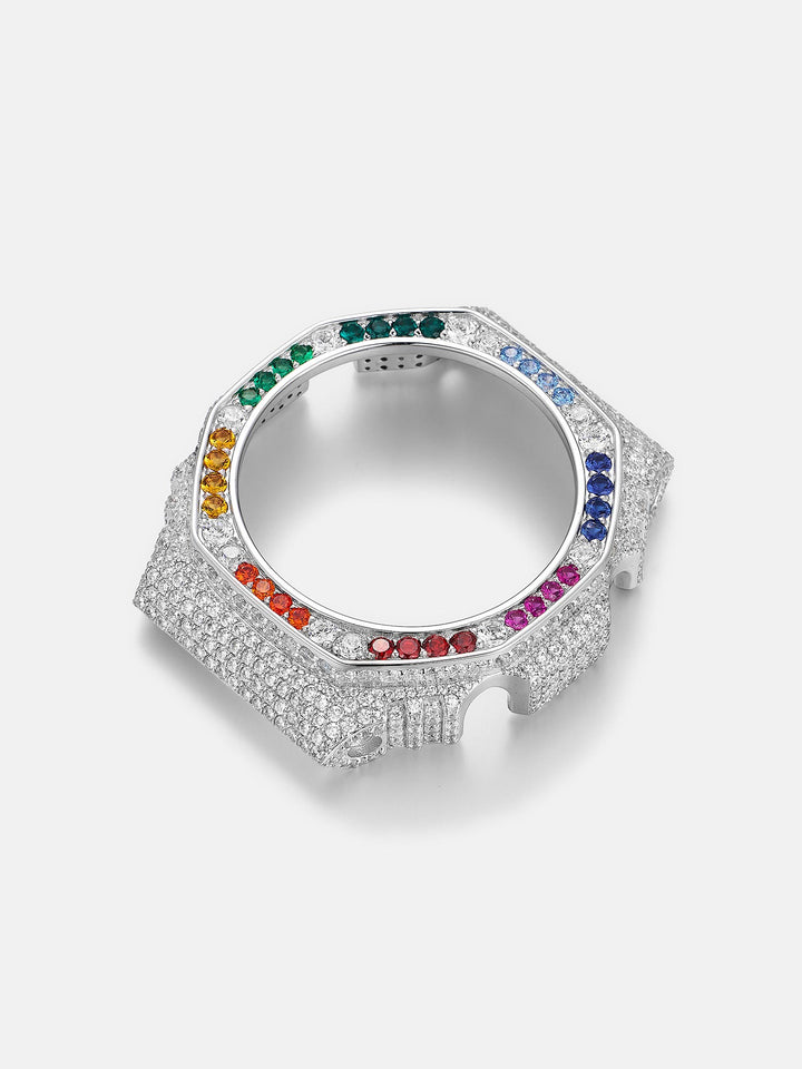 GM GBM 2100 Rainbow Gem White Moissanite Iced Bezel