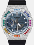 GM GBM 2100 Rainbow Gem White Moissanite Iced Bezel