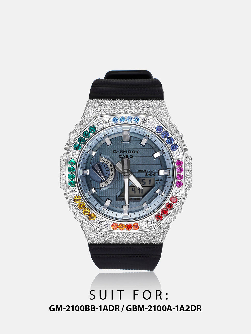 GM GBM 2100 Rainbow Gem White Moissanite Iced Bezel