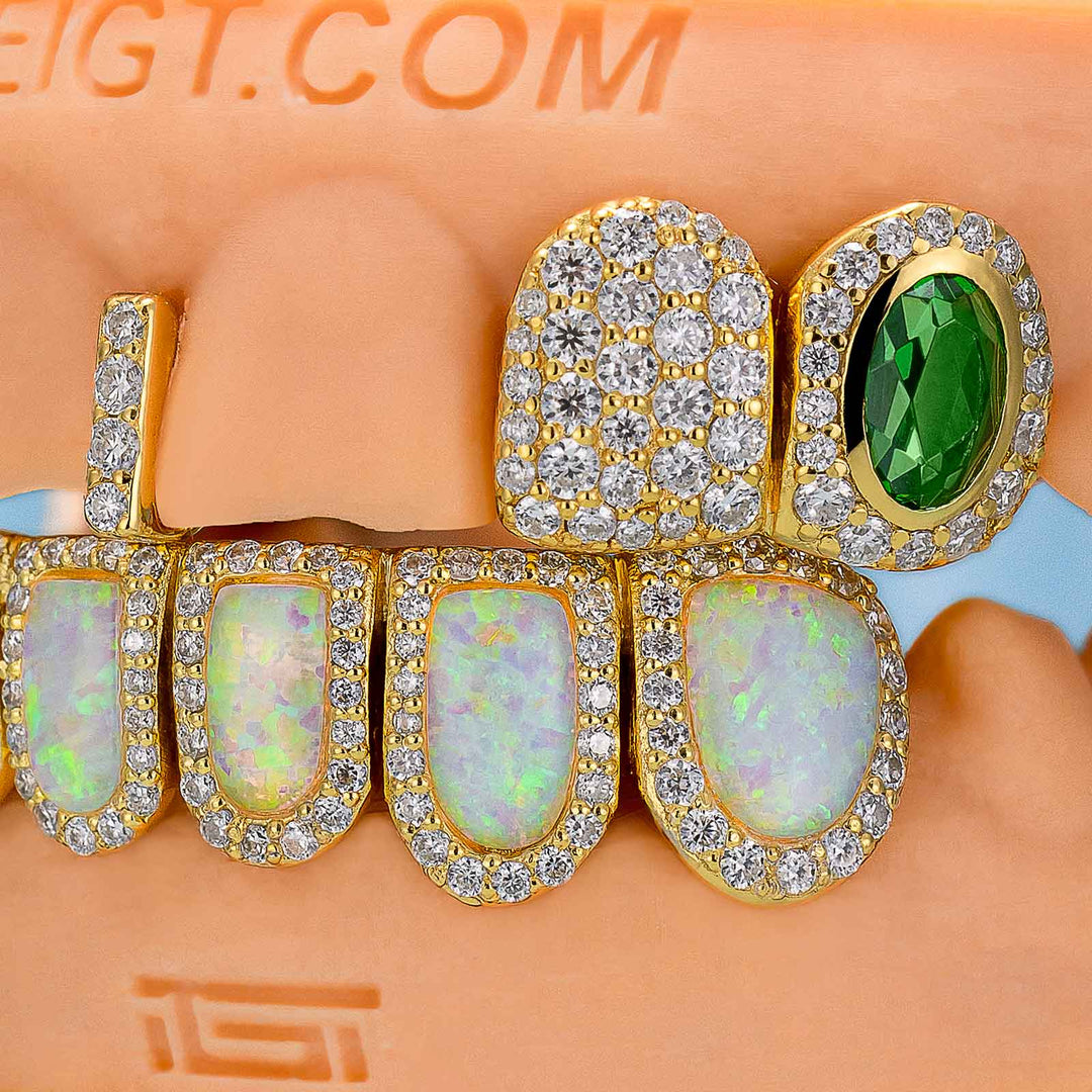Gemstone & Opal Diamond Grillz