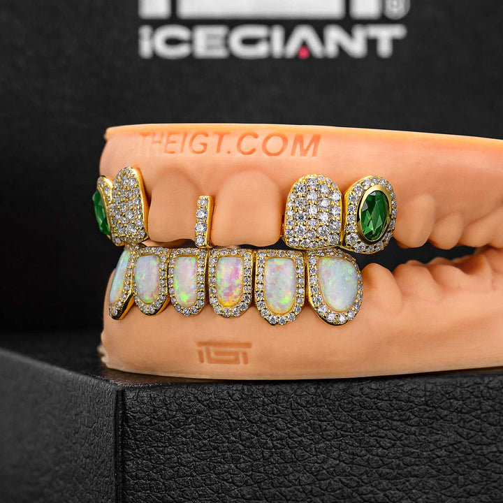 Gemstone & Opal Diamond Grillz